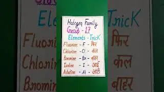 P-Block elements #Group-17#Halogen family #Trick