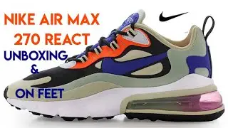 Nike Air Max 270 React W Fossil/Hyper Blue And Black Pistachio Frost unboxing and on feet