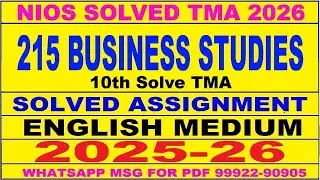 nios Business Studies 215 solved assignment 2025-26 | nios 215 tma solved 2025-26 Business Studies