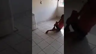 Deformed polio girl crawling  360p