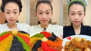 Extreme Colorful Snack ASMR Mukbang | Spicy Crunchy Egg Mix & Chinese Eating Sounds #346