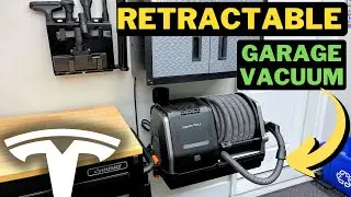 Retractable Wall-Mounted Garage Vacuum | Install and Review | Tesla Garage Setup | Giraffe Tools
