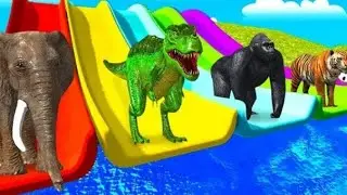 Cow Elephant Dinosaur Gorilla Choose the Right Mystery Wall Crossing Fountain Max Level LONG LEGS