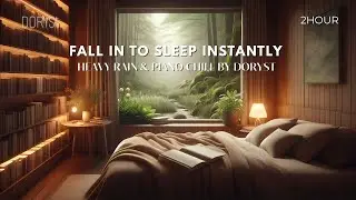 Bedroom Piano Music with Light Rain Outside, Peaceful Night