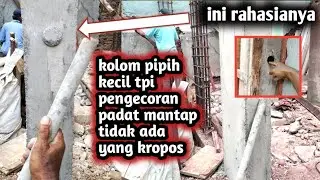 Tips trik Cara cor kolom beton supaya kuat dan tidak kropos, kolom pipih kecil cor beton tetap padat