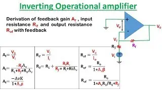 Derivation of  Closed Loop Gain, Input Impedance , Output Impedance For Inverting Op-Amp  in English
