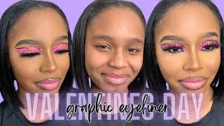 Valentines Day Inspired Glam | Talk through | Step by Step | Graphic Eyeliner Tutorial