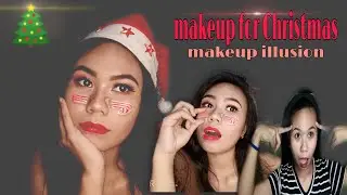 candy cane illusion makeup for Christmas
