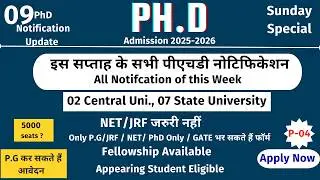इन 09 University ने लगभग 3000 PhD Setas के लिए मांगे आवेदन | तुरंत भर ले फॉर्म  | Phd admission 2026