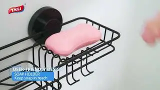 TAILI Shower Caddy Suction Cup 2 Pack with Hooks & Soap Holder, H