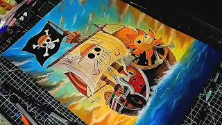 Рисуем пиратский корабль &laquo;Тауз Санни&raquo; из One Piece акварелью