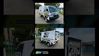 Partial black and Gold vehicle branding to Suzuki Carry including a large canopy.