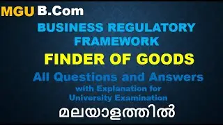 Business Regulatory Framework|Finder of Lost Goods - QUESTIONS AND ANSWERS|MGU|B.COM|MALAYALAM