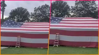 The most patriotic family in America? Father and son cover the entire house with the American flag