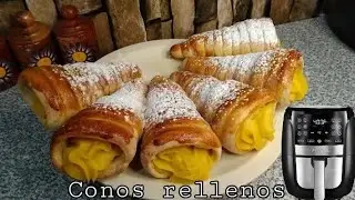 Conos rellenos de crema pastelera | ¡SIN MOLDE! 😱 en #airfryer