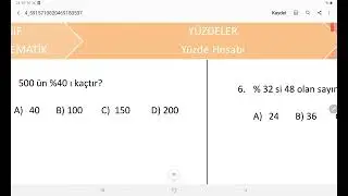 7.SINIF MATEMATİK - YÜZDE PROBLEMLERİ - 1 ( 5 Soru Çözümü)