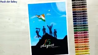 Independence Day Drawing/15 August Per Drawing Oil Pastel/Easy Drawing For Beginners/Step By Step