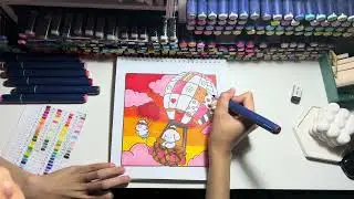 Hot Air Balloon Coloring 🌅🎈 | Cute & Relaxing Marker Art