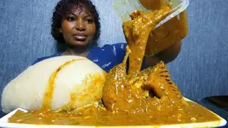 Asmr mukbang ogbone soup with fufu/ Nigerian food