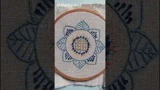Hand Embroidery Flower Design for Beginners | Blue Floral Mandala pattern💙✨ #shorts #handembroidery
