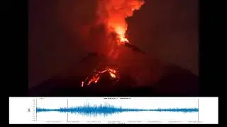 Movimiento de un flujo de lava y derrumbes de material incandescente