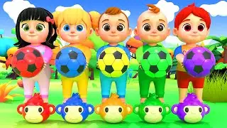Color Ball Song! | Five Little Monkeys Jumping On The Bed | Melly Nursery Rhymes & Kids Songs