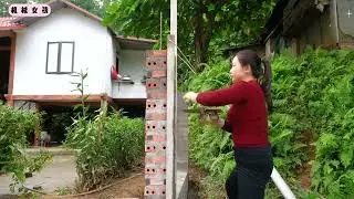 为村民建造坚固的庭院围墙和大门——完成墙体的抹灰工作 #我的乡野山居生活 #乡村生活 #建造过程