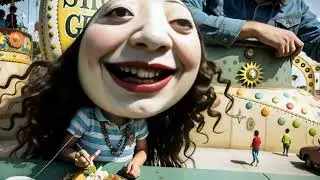 Trippy video flying through surreal bizarre carnival. Ai Generated 4k