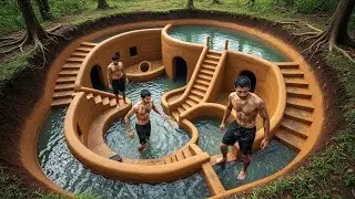 200 Days Building a Secret Jungle Adventure House with Private Pool and Spiral Water Slide