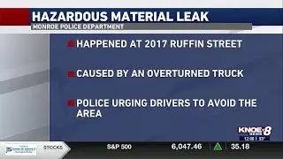 Overturned truck leaks hazardous material in Monroe, police say