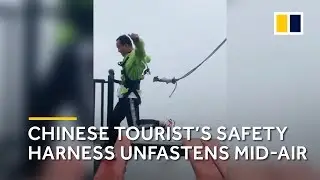 Safety cord tied to Chinese tourist unfastens mid-jump on high-altitude bridge