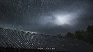 Heavy Rain, Thunder & Lightning on an Iron Shed - Dark Night Storm for Deep Calm & Sleep - 6 Hours