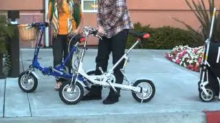 VeloMini Folding Electric Bicycle Bike and the T-1 Bicycle Trailer and Luggage