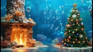 🎄 Cozy Underwater  Fireplace & Christmas Tree Beneath the Sea 🌊🔥