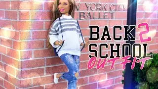 DIY - How to Make: Doll Distressed Jeans and Stylish Sweater | BACK TO SCHOOL Outfit