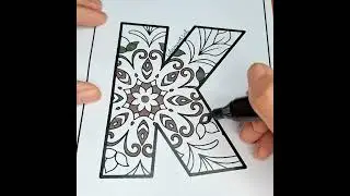 Coloring Mandala Alphabet with Linh - Letter K by color markers
