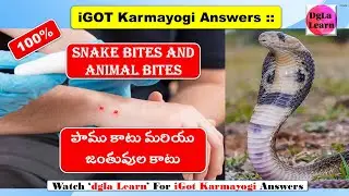 iGot Karmayogi Answers | పాము కాటు మరియు జంతువుల కాటు - SNAKE BITES AND ANIMAL BITES