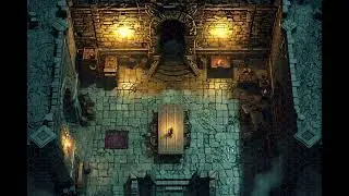 DnD compatible animated map _ Dungeon Interior with Cozy Atmosphere _ hex grid for VTT