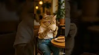 Pure vibes of relaxation ✨#catvibes #coffeetime #cozycafe #stylishcat