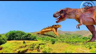 during gold mining trex attack on lion and tiger while mining team was fledaway
