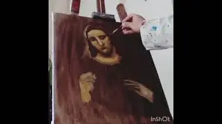 Sacred heart of Jesus ,painting  (acrylic on canvas ) #art #livepainting