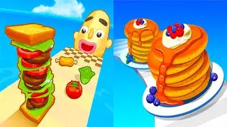 Sandwich Runner VS Pancake Run - All Levels Gameplay Android, ios (Part 197)