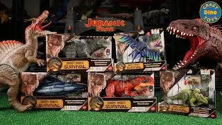New 5 Jurassic World Survival Dinosaur Toys Unboxed Afrovenator, Ceratosaurus, Brachauchenius Mattel