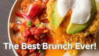 Brunch Like Never Before! Golden Corn Fritters, Poached Egg & Salsa