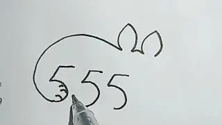 How to Draw a Cat Using the Number 555 | Easy Step-by-Step Tutorial
