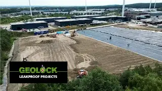 Leggen van 20.000 m2 bentonietmatten, hdpe-folie en drainagematten.