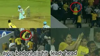 Ayush Badoni&rsquo;s six hit a lady  head ,CSK VS LSG /IPL 2022  /WOLRD CRICKETS