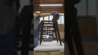 Protection first! Covering the chair with a hard-wax oil. #shorts #woodworking #handmade #furniture