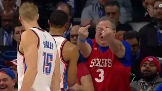 Sixers Fan Shows Middle Finger to Russell Westbrook | Thunder vs Sixers | 2016-17 NBA Season