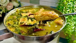 ডিম মসুর ডাল দিয়ে হাতে মাখা পুঁইশাকের রেসিপি ॥ Dal diye pui Shak Recipe ॥Malabar Spinach with Lantil